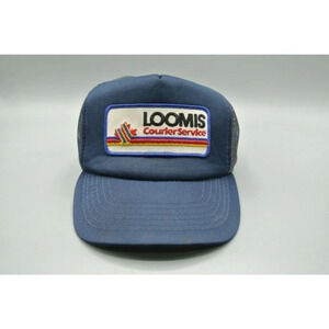 Loomis Courier Service Trucker Hat Mesh Snapback Size-A-Just OS  VTG Blue